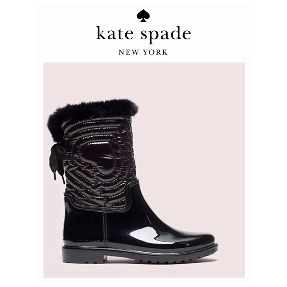 NIB IN BOX Kate Spade ♠️ Shiny Faux Fur/PVC Trim Boots-7M